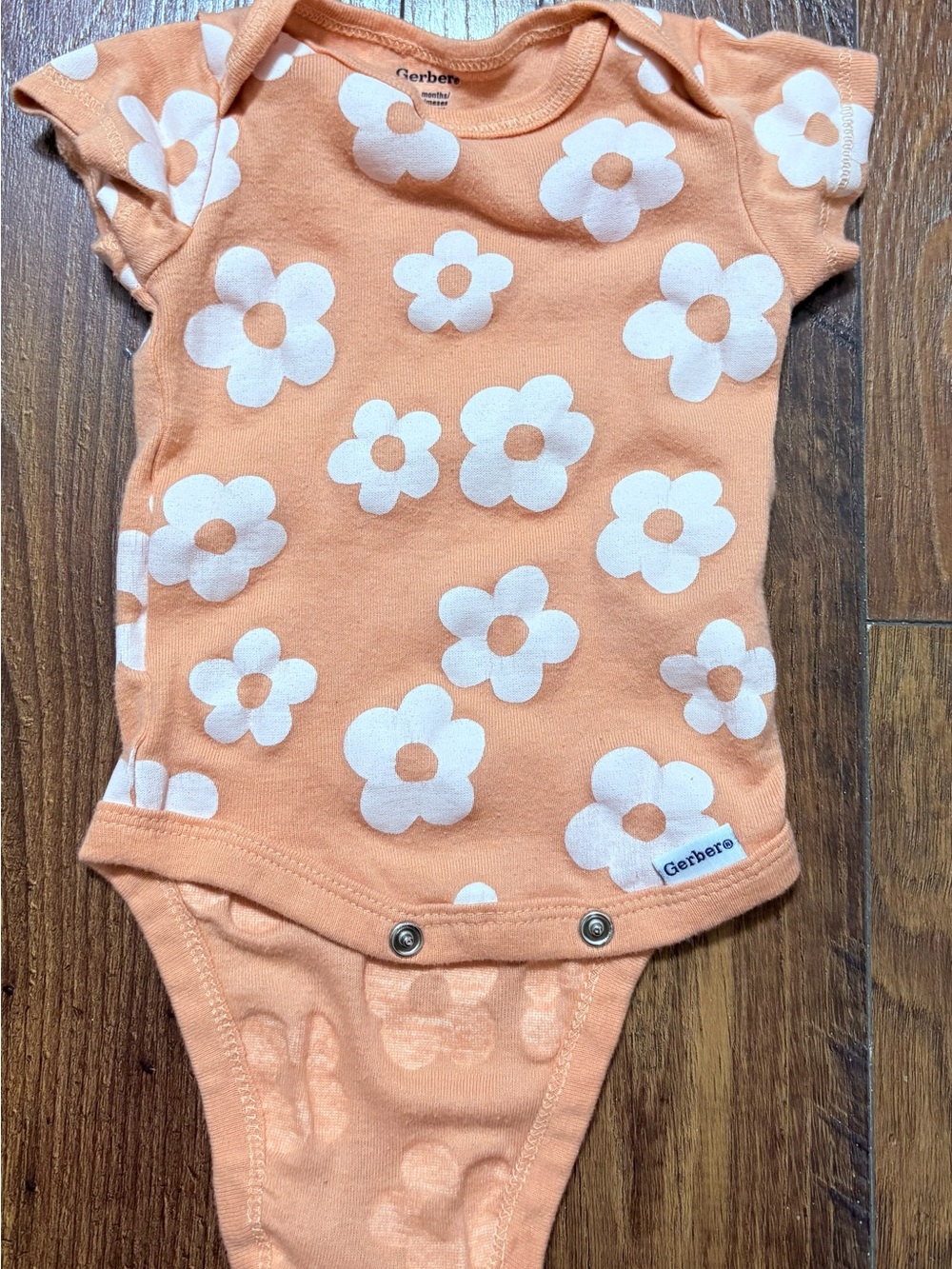 Gerber Peach Floral Short-Sleeve Baby Bodysuit